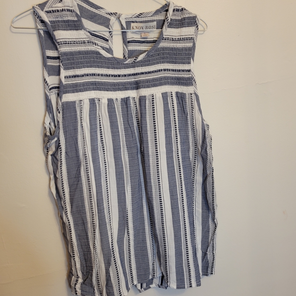 Knox Rose blue and white striped tank top